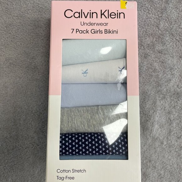 NEW Calvin Klein Girls S Underwear 7 Pack  Bikini Cotton Stretch Assorted Color - Picture 1 of 4